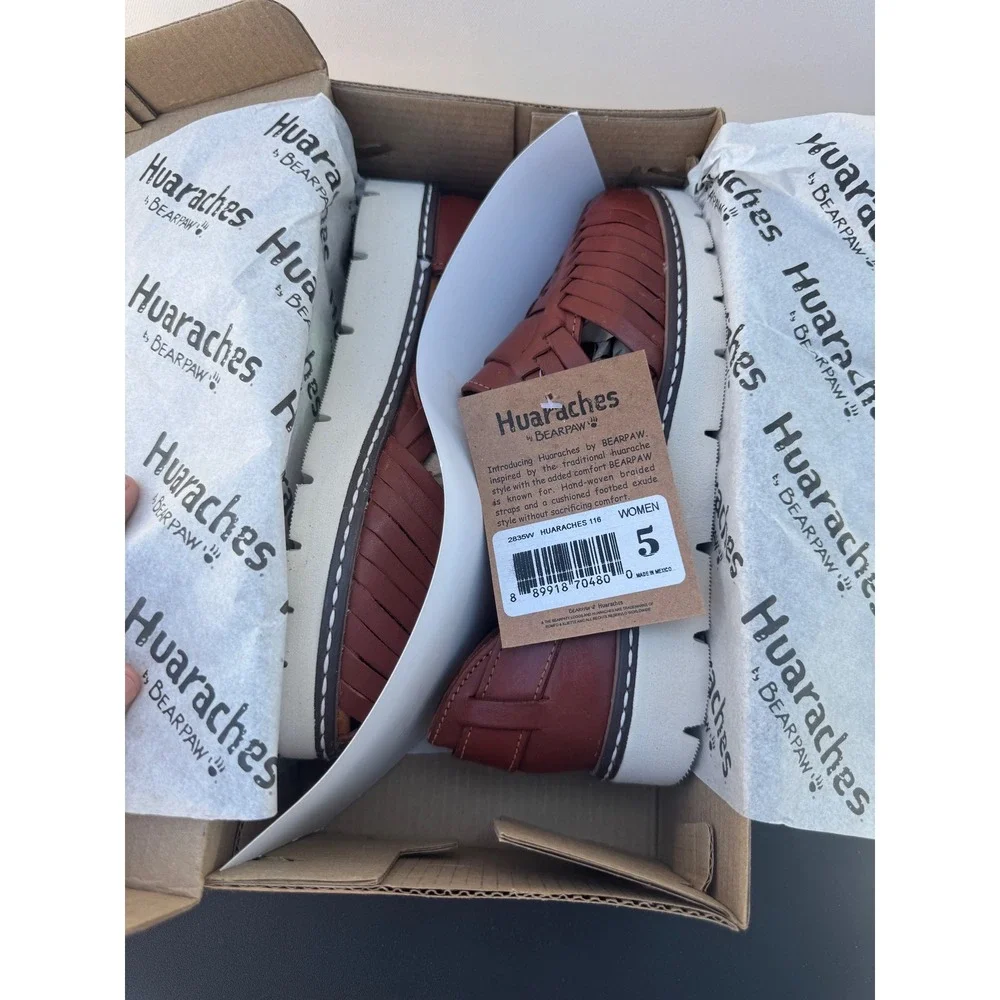 BearPaw Brown Woven Huarache Flats